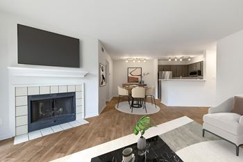 Living area with fireplace